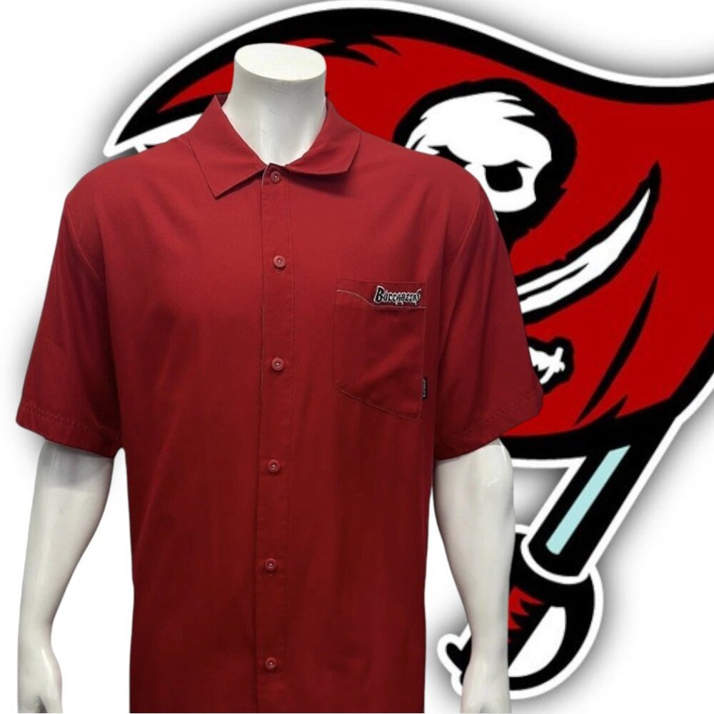 Tampa Bay Buccaneers Red Reebok Coldblack Embroidered Dress Button Polo Shirt XL